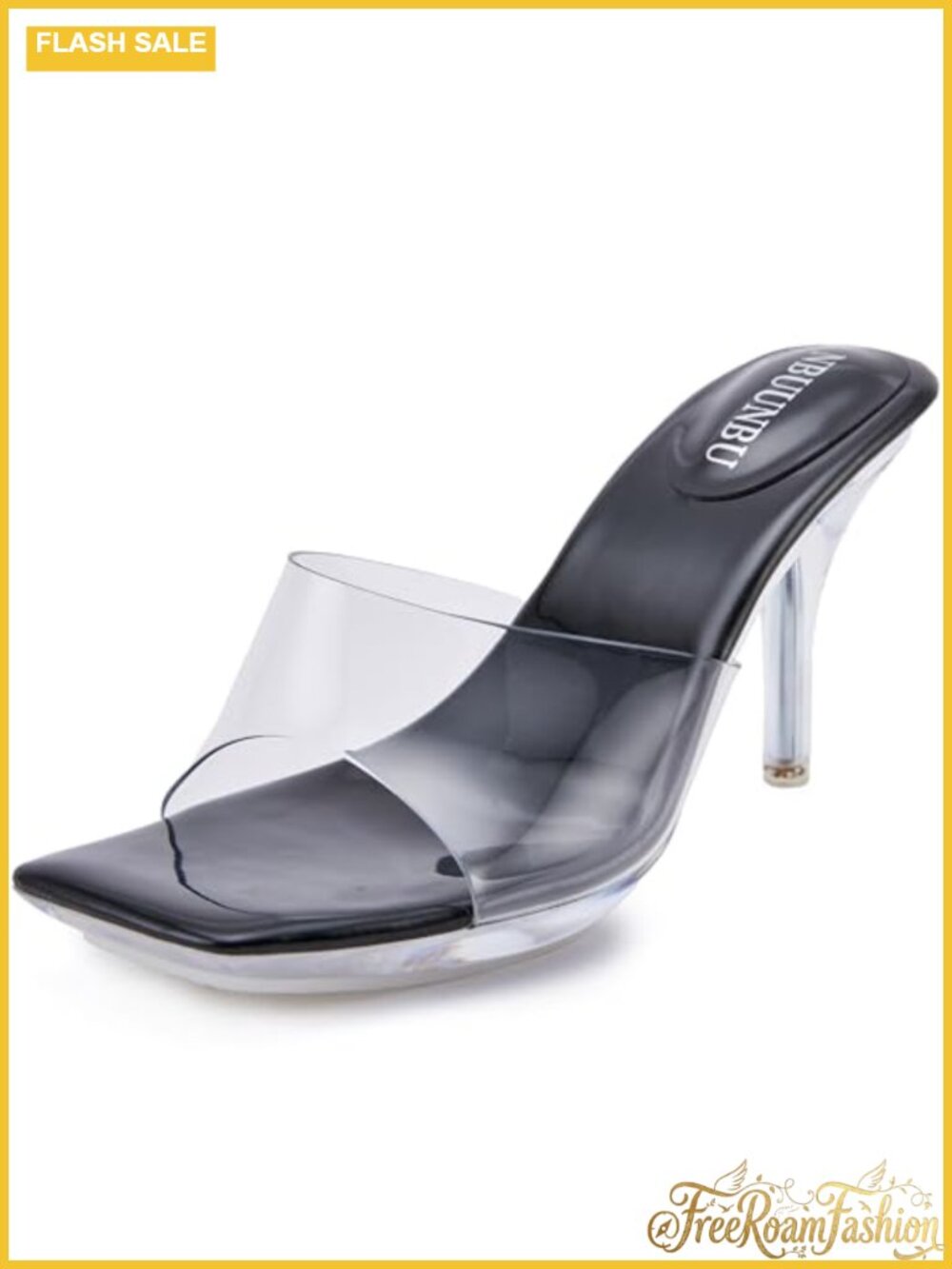 Clear Platform High Heels Stiletto Square Toe Sandals Mules Pumps